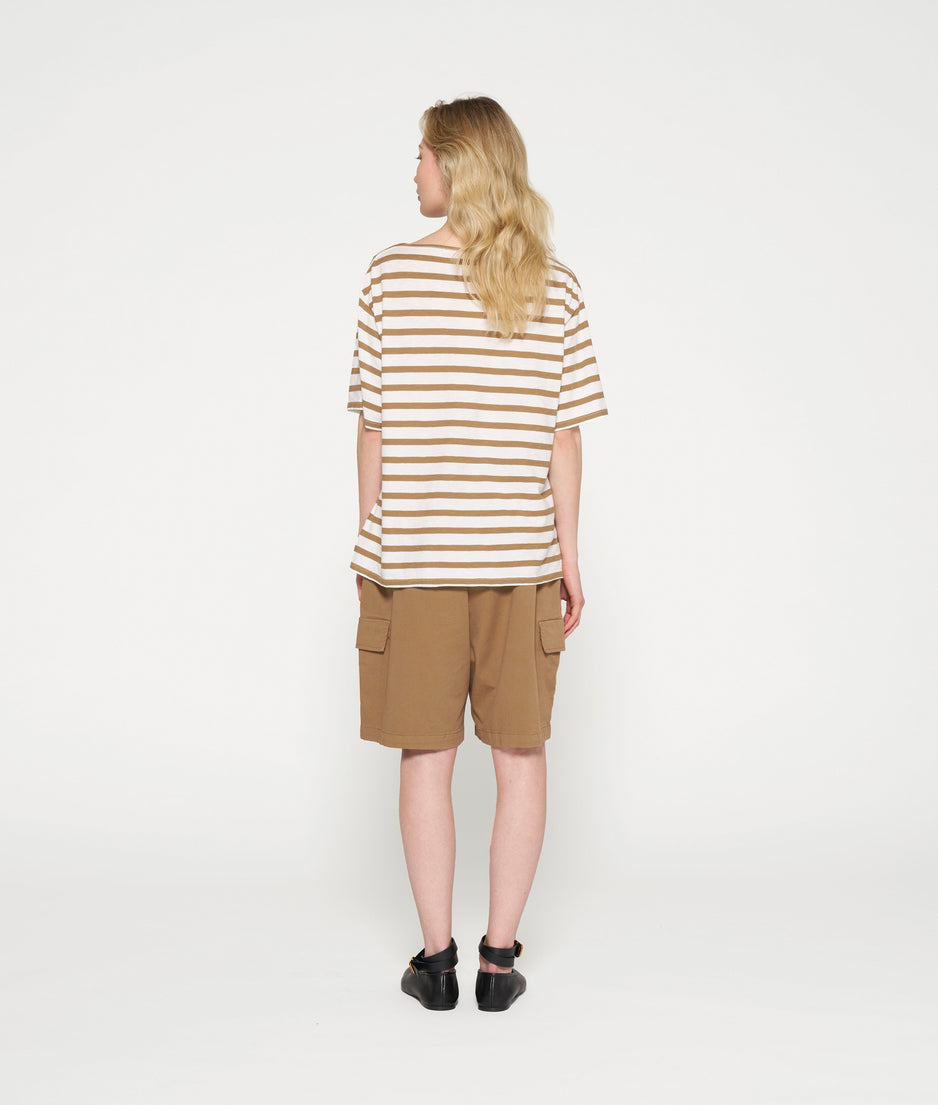 short sleeve tee stripes | ecru/cedar brown