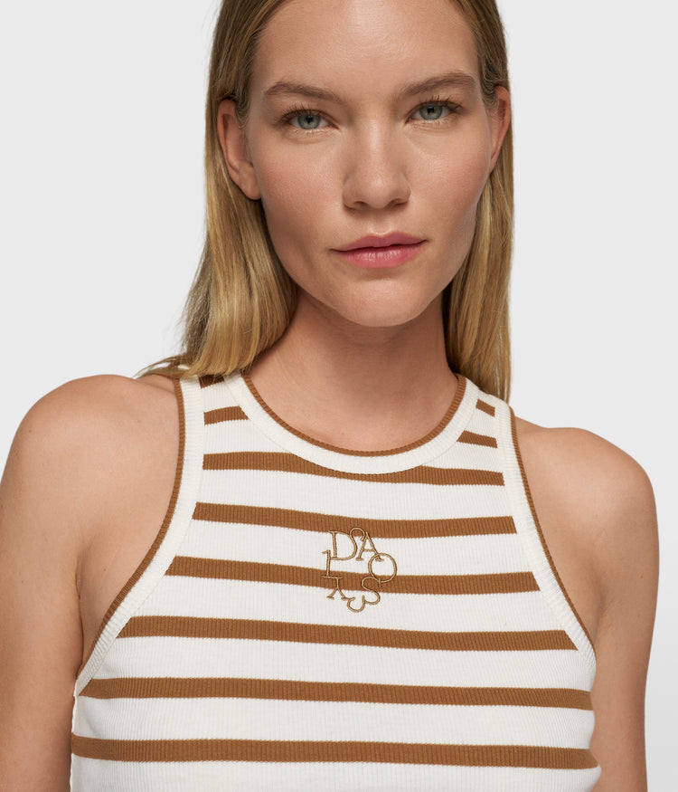 tank top rib stripes | ecru/suede
