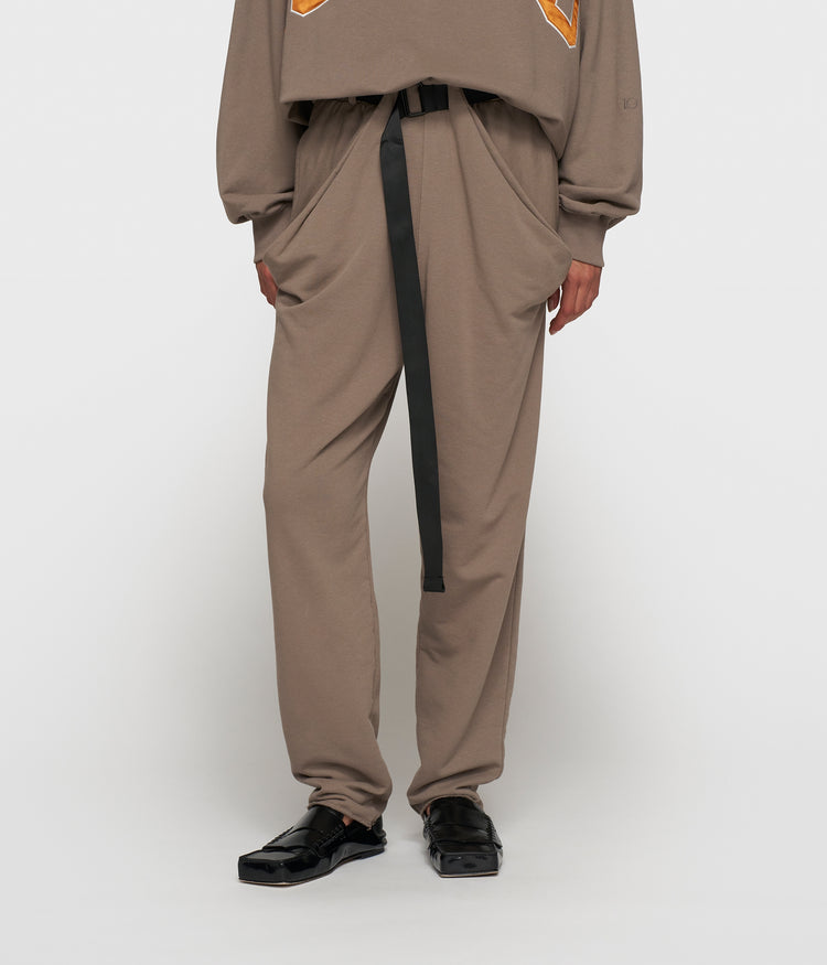 pleated belt jogger | moonrock