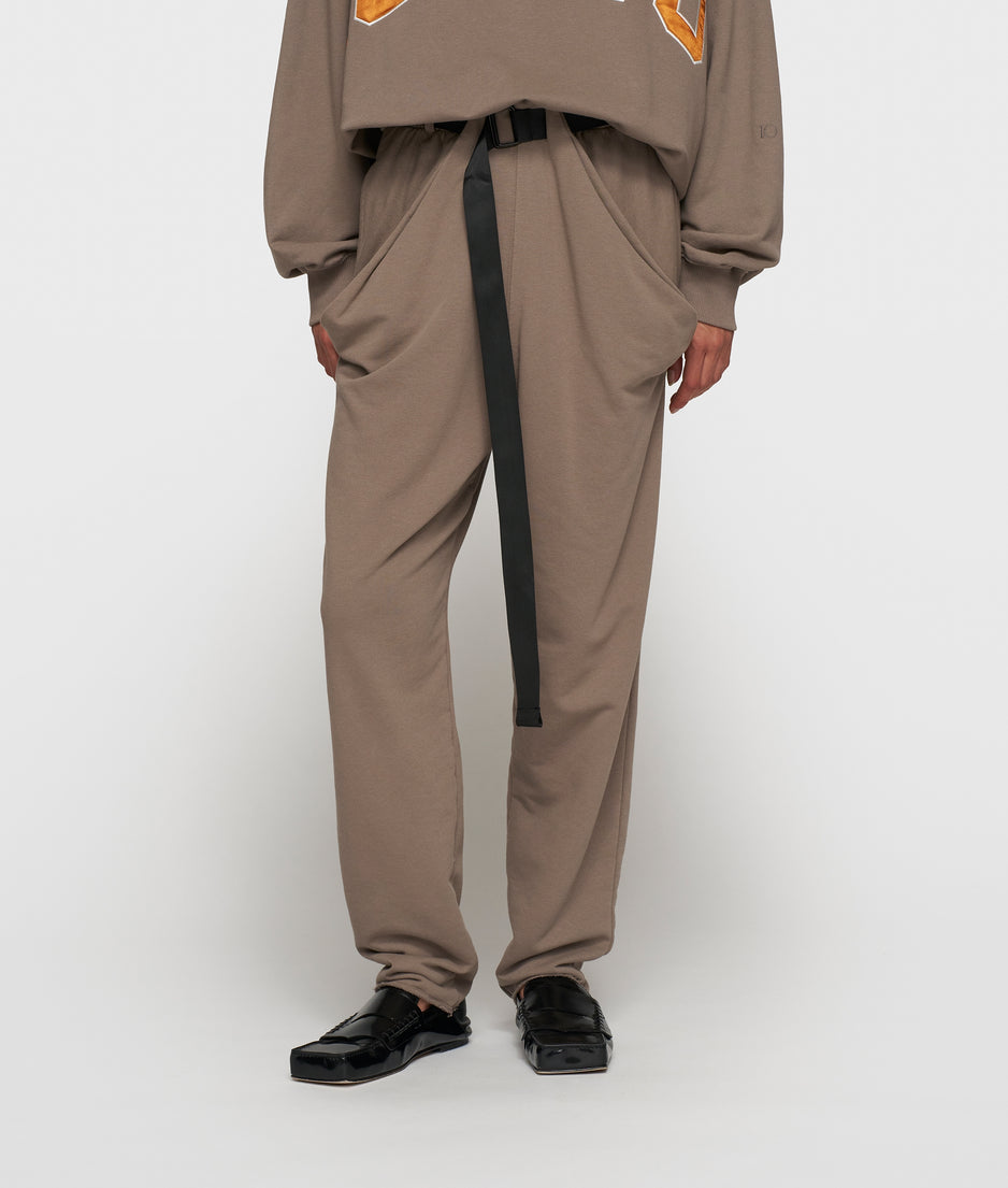pleated belt jogger | moonrock
