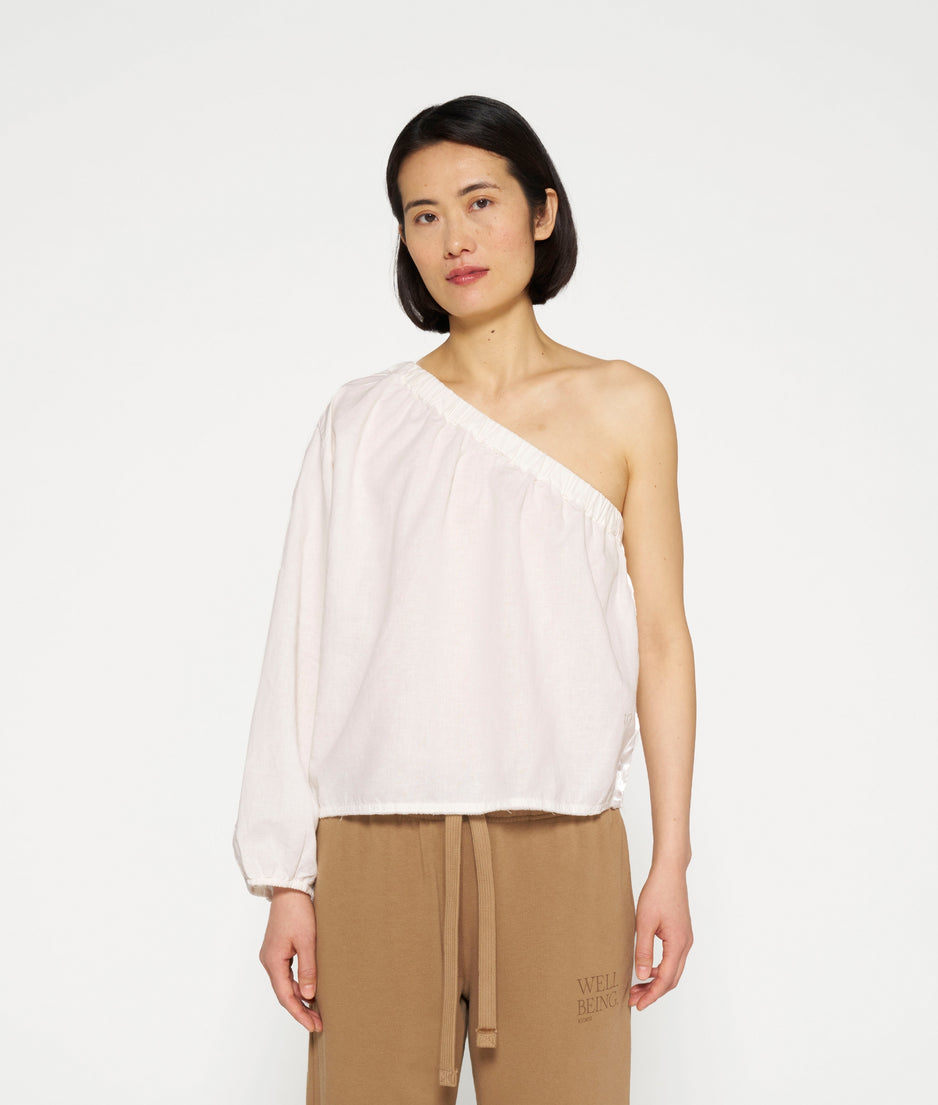 one shoulder top | ecru