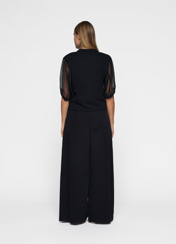 balloon sleeve polo blouse | black