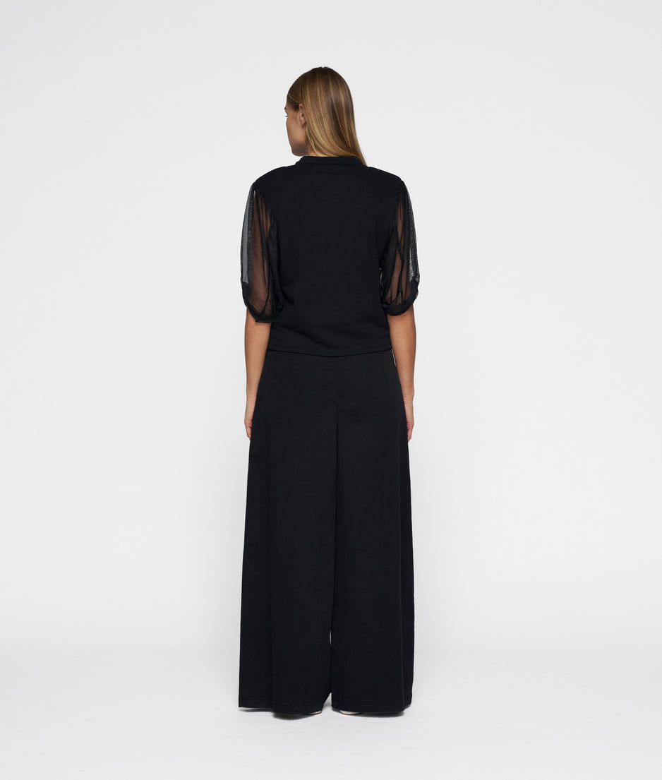 balloon sleeve polo blouse | black