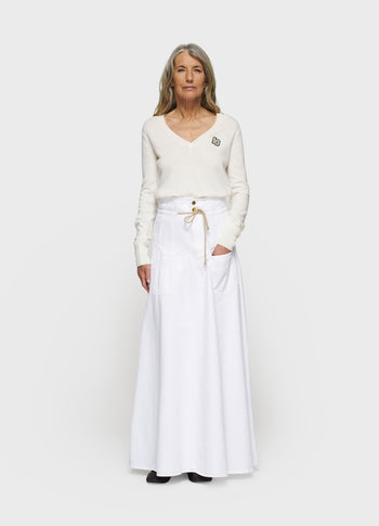high waist skirt twill | optic white
