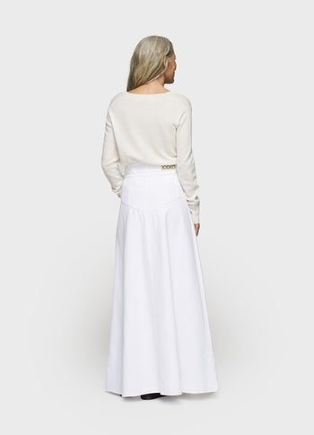high waist skirt twill | optic white