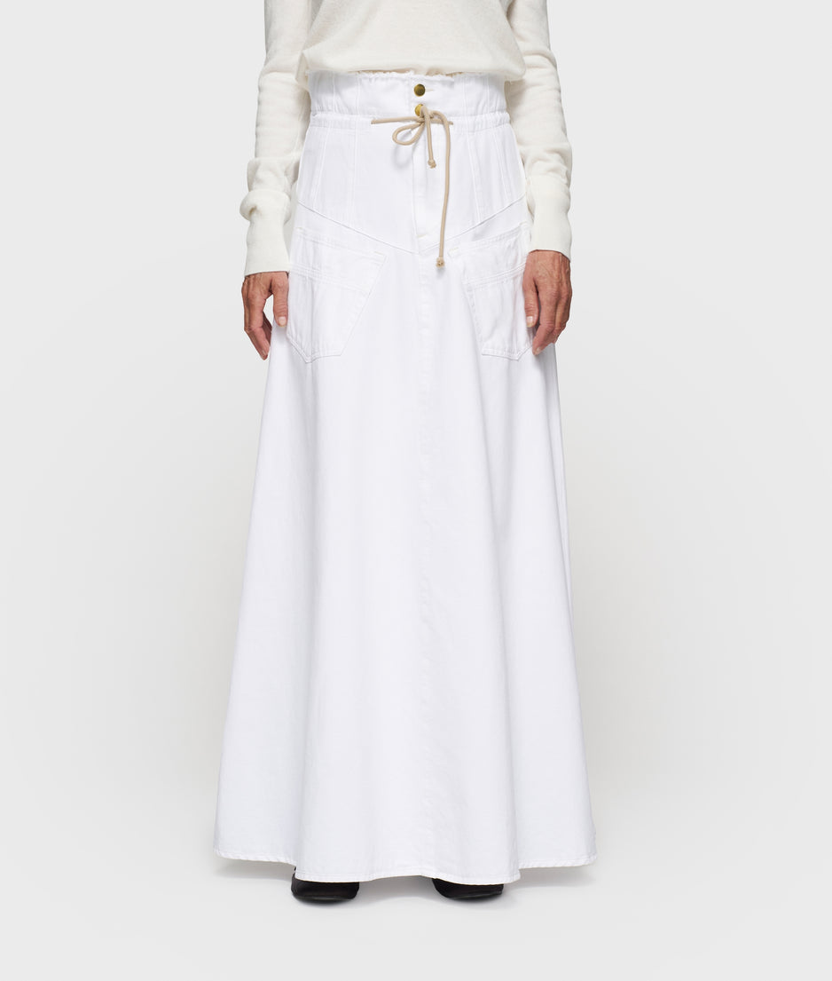 high waist skirt twill | optic white