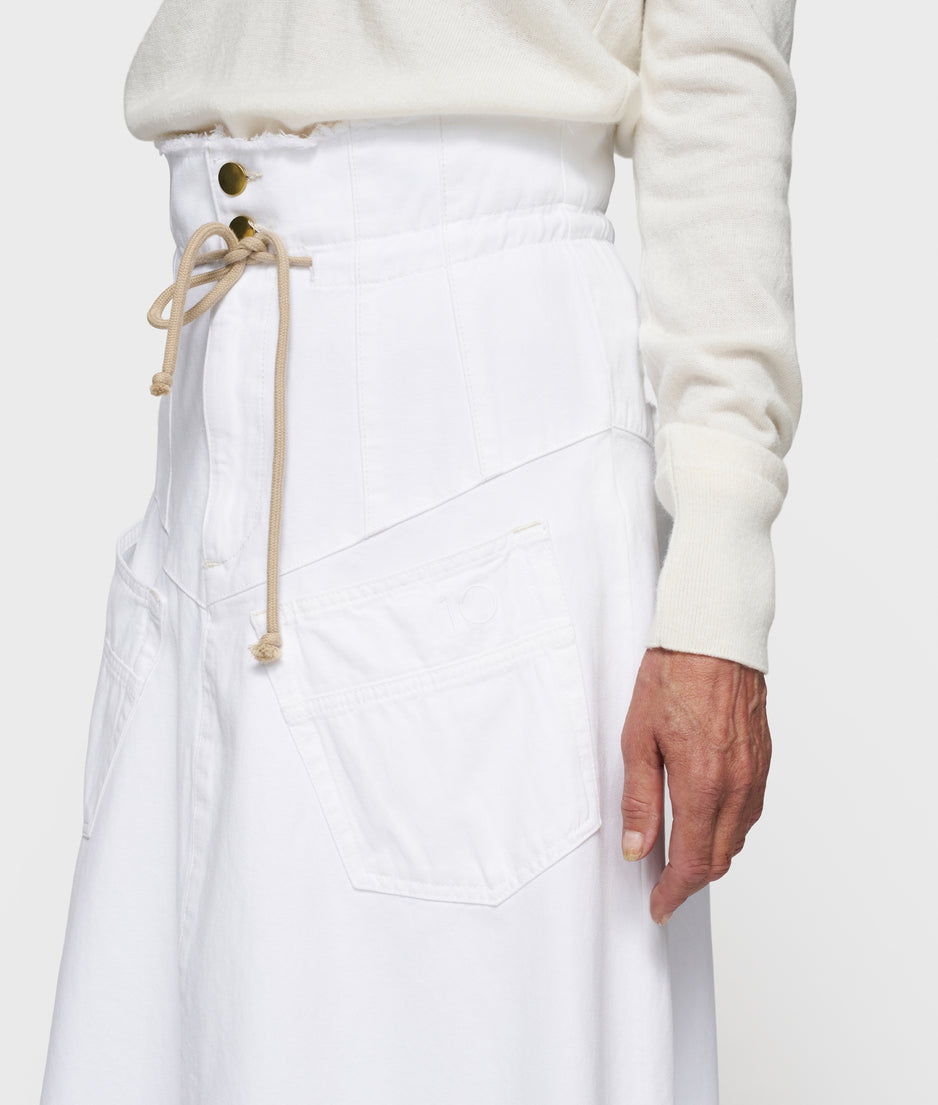 high waist skirt twill | optic white