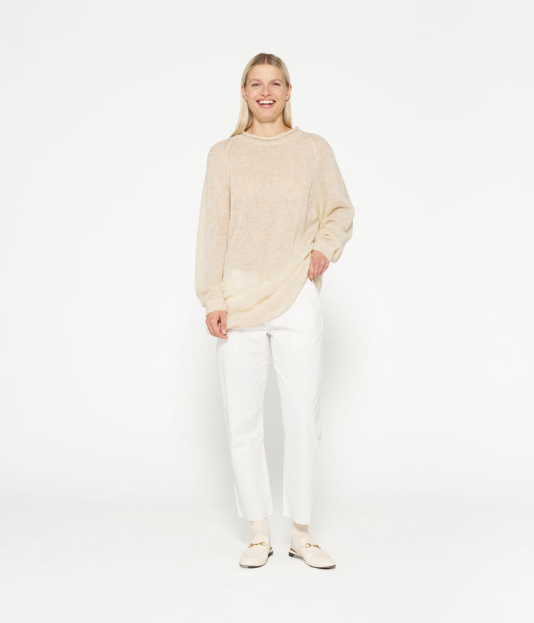 crew neck knit dress | oat