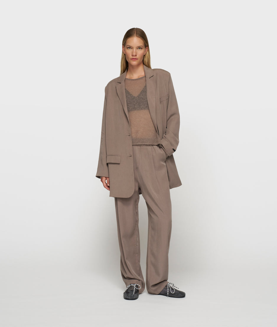 long flowy blazer lyocell | moonrock