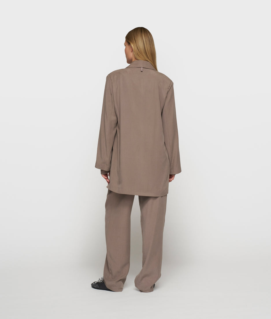 long flowy blazer lyocell | moonrock