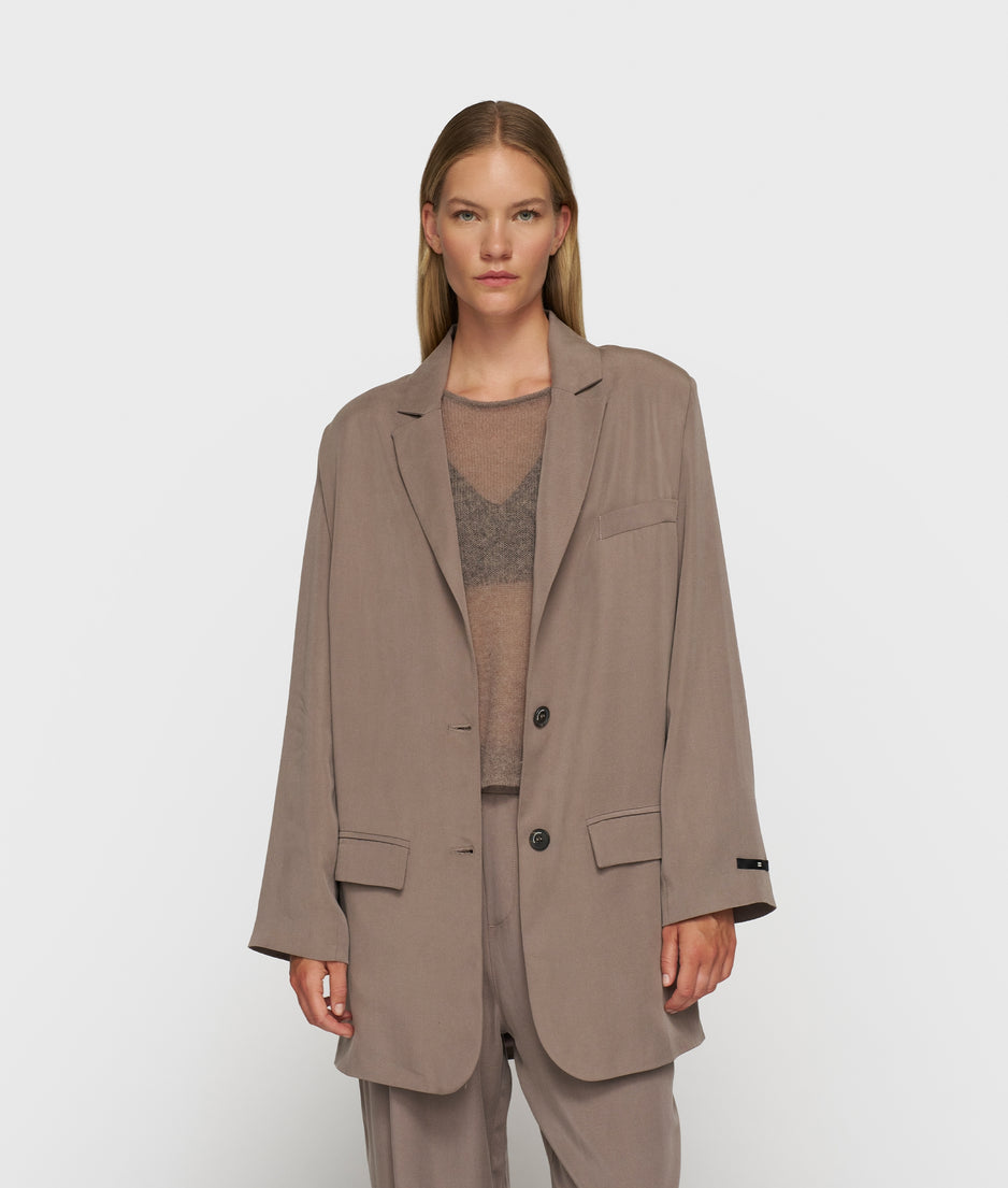 long flowy blazer lyocell | moonrock