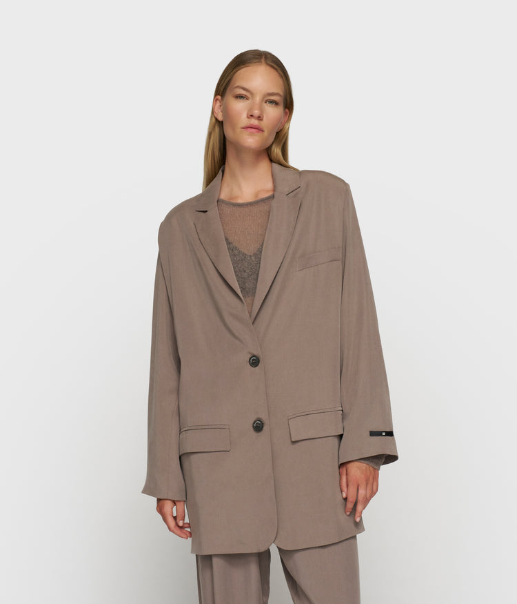 long flowy blazer lyocell | moonrock