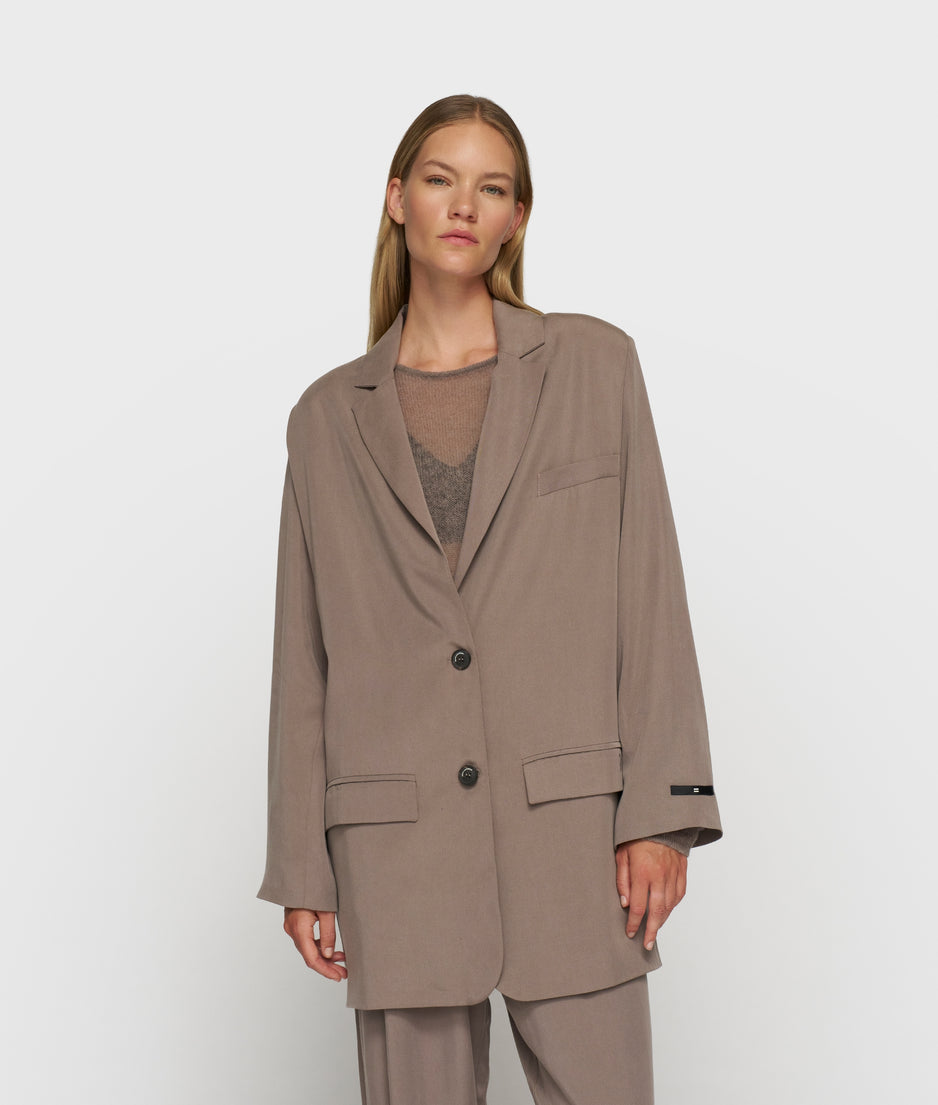 long flowy blazer lyocell | moonrock