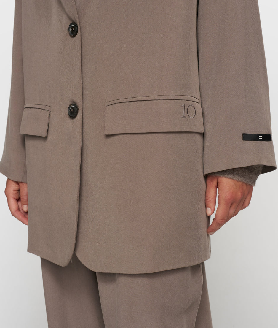 long flowy blazer lyocell | moonrock