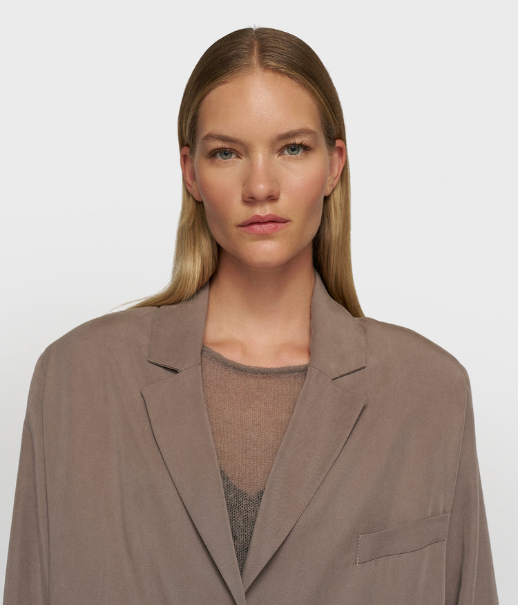 long flowy blazer lyocell | moonrock