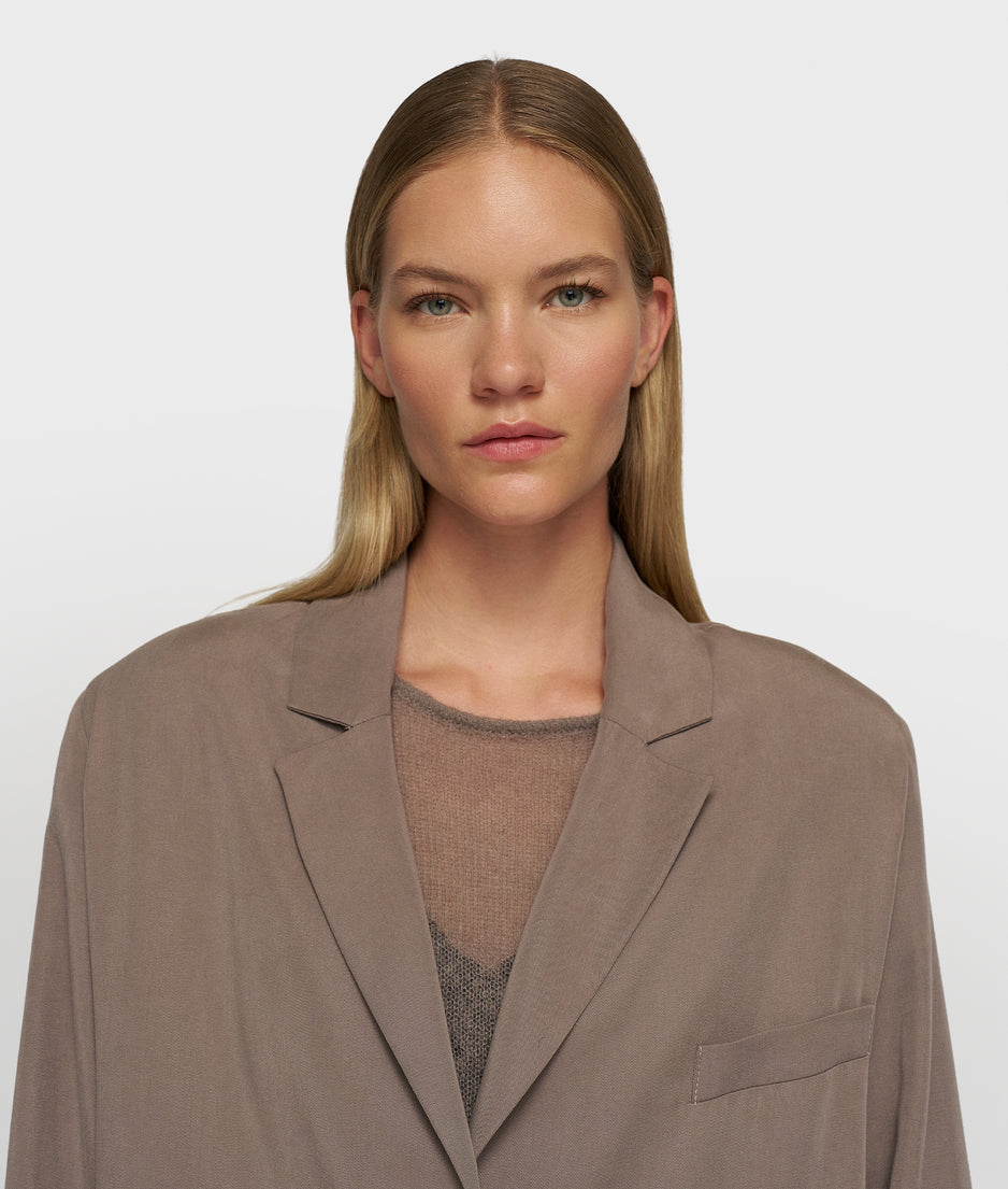 long flowy blazer lyocell | moonrock