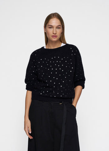 soft knit sweater glitter | black