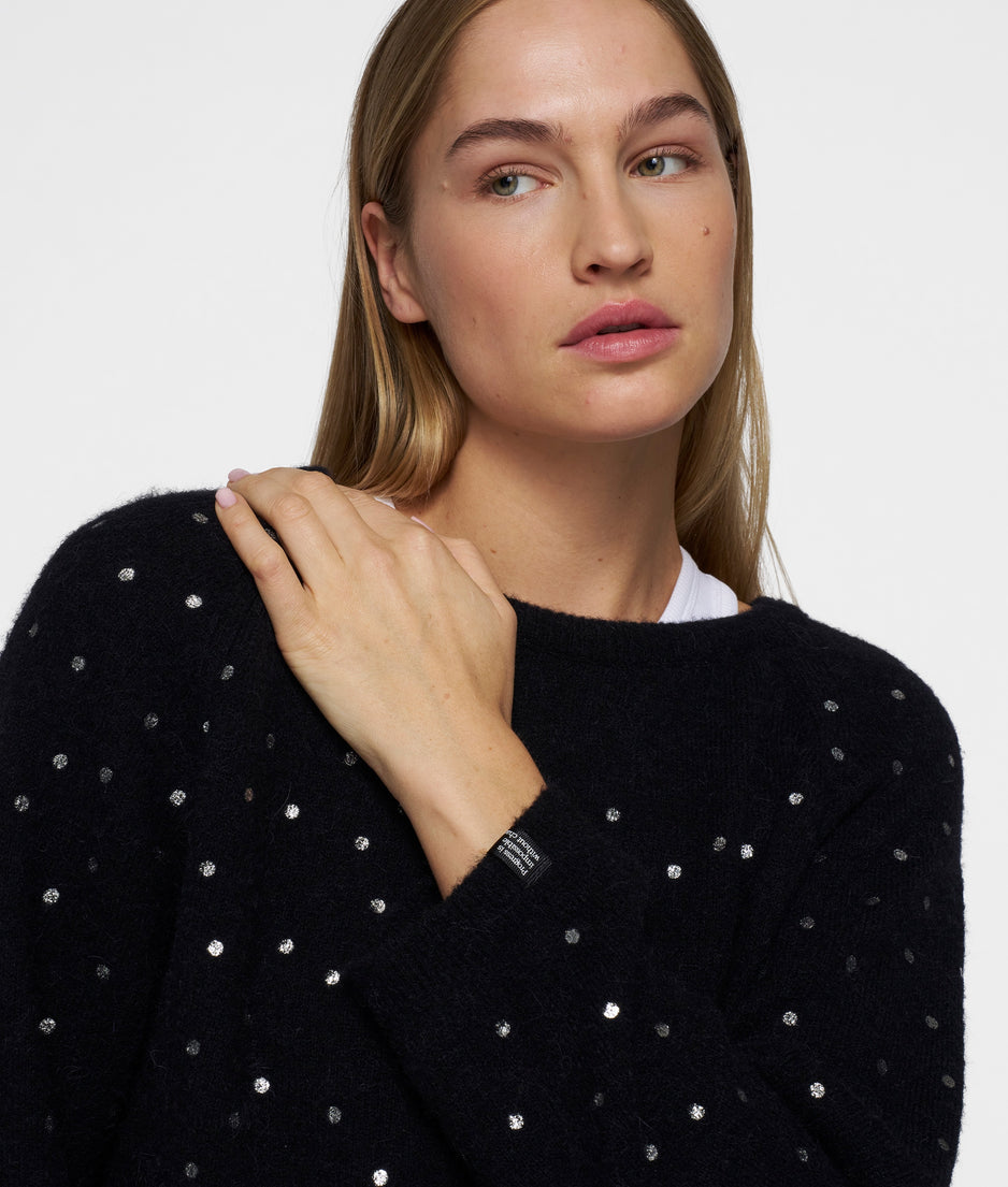 soft knit sweater glitter | black