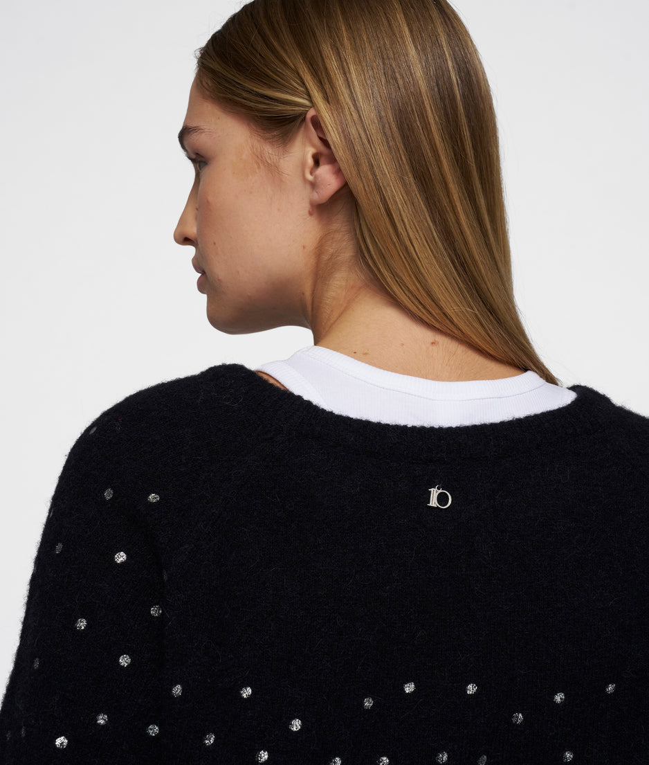 soft knit sweater glitter | black