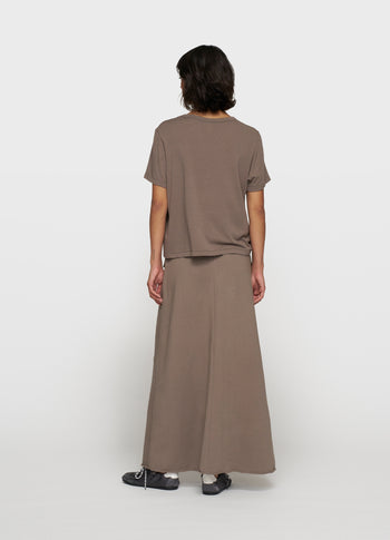 belted midi skirt fleece | moonrock