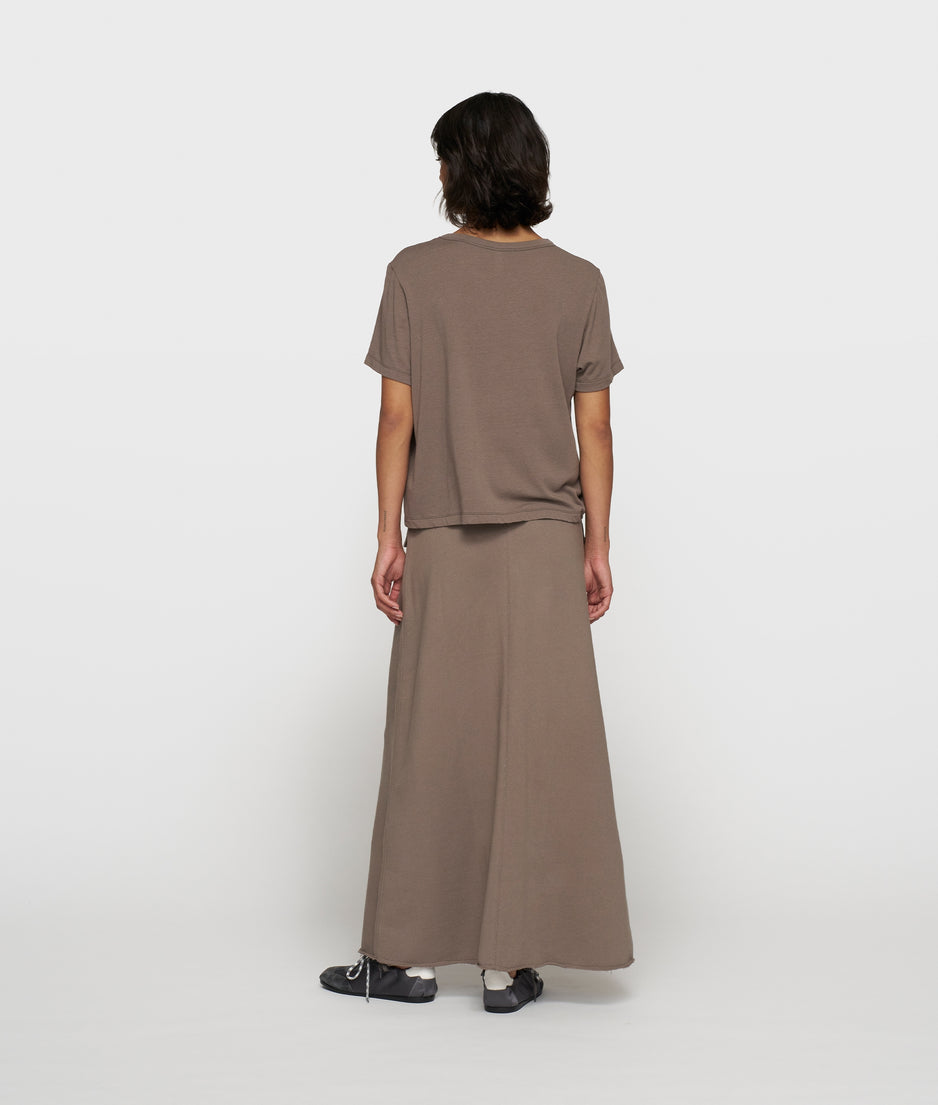 belted midi skirt fleece | moonrock