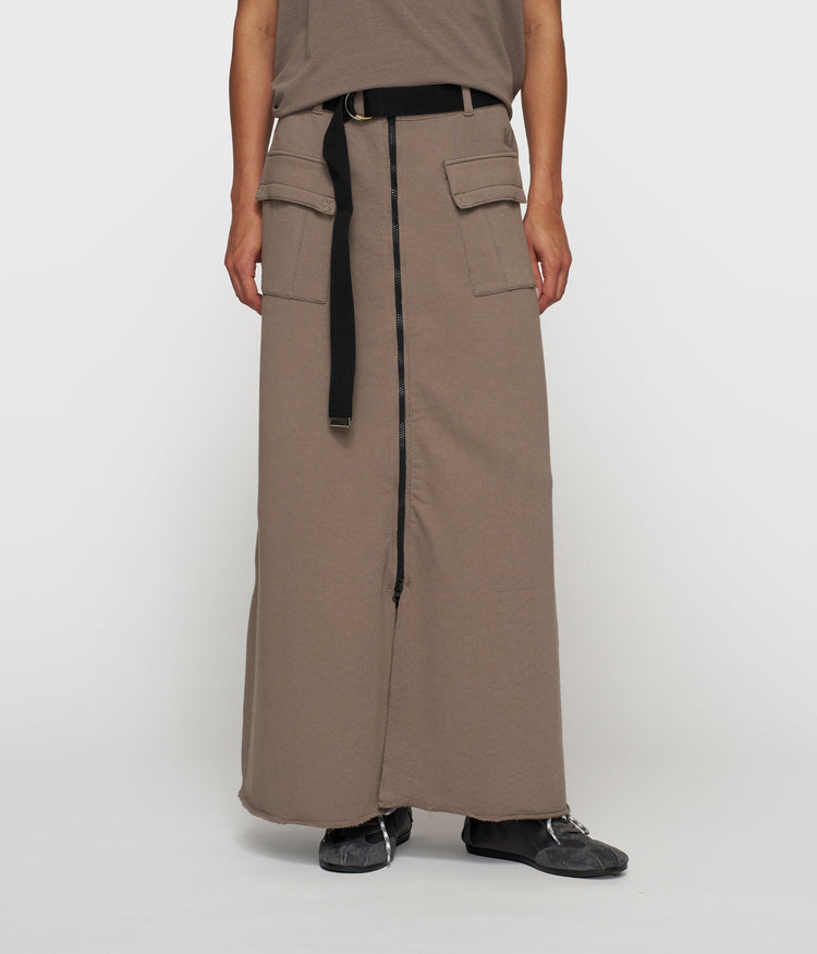 belted midi skirt fleece | moonrock