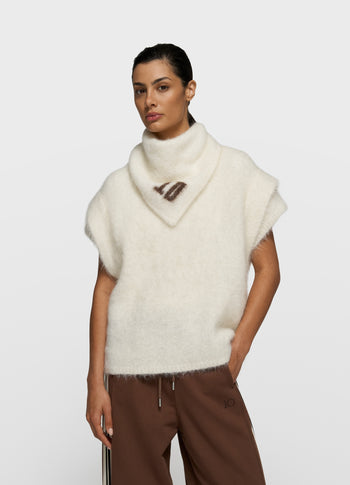 sleeveless knit sweater | ecru