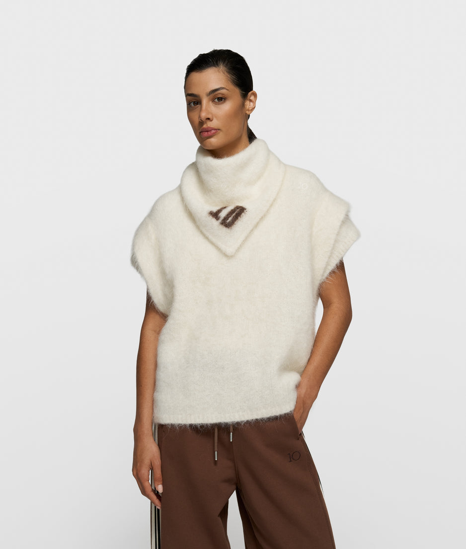sleeveless knit sweater | ecru