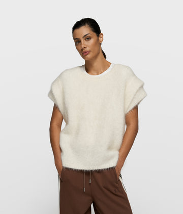 sleeveless knit sweater | ecru