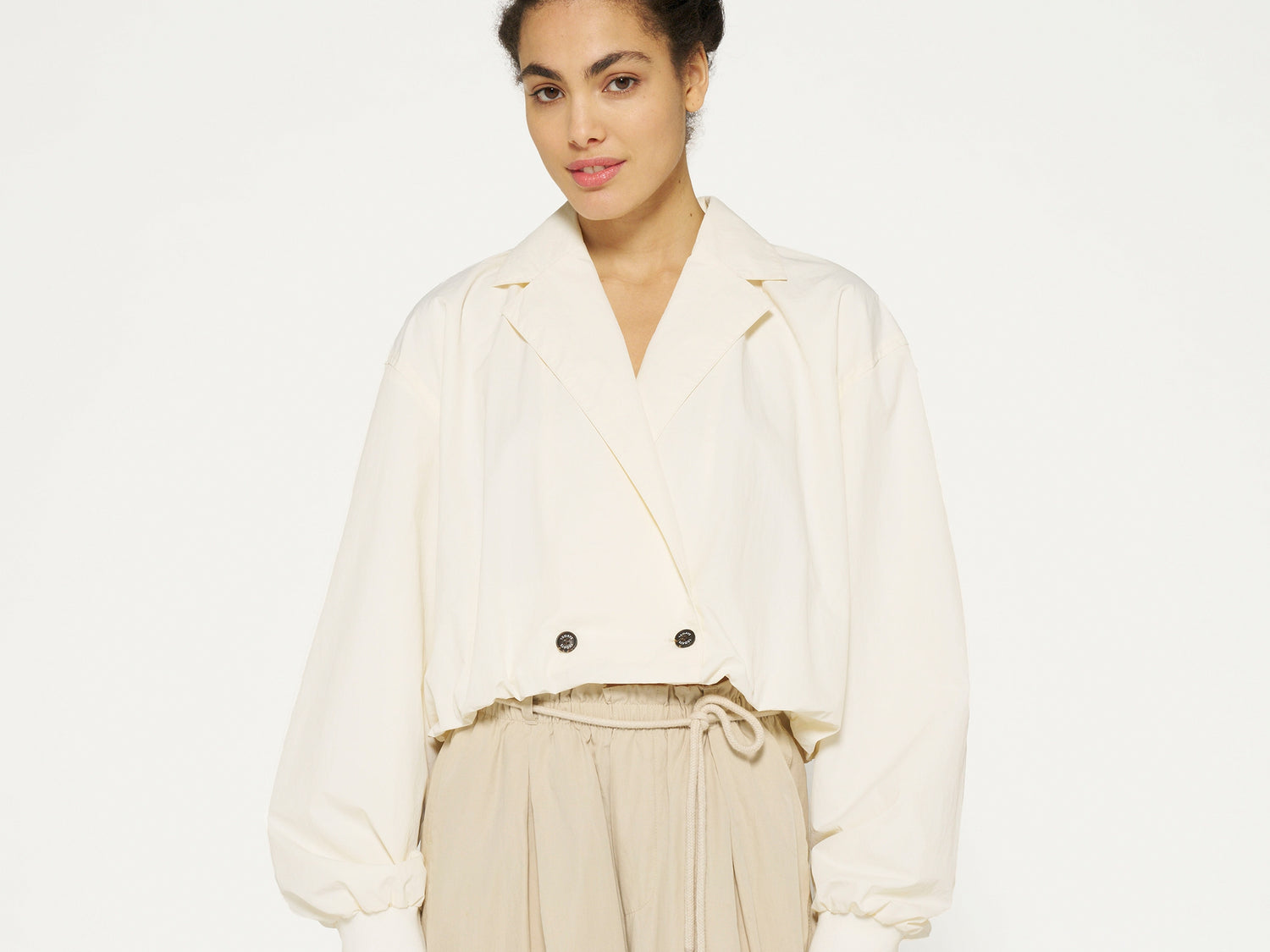 cropped blazer jacket | ecru