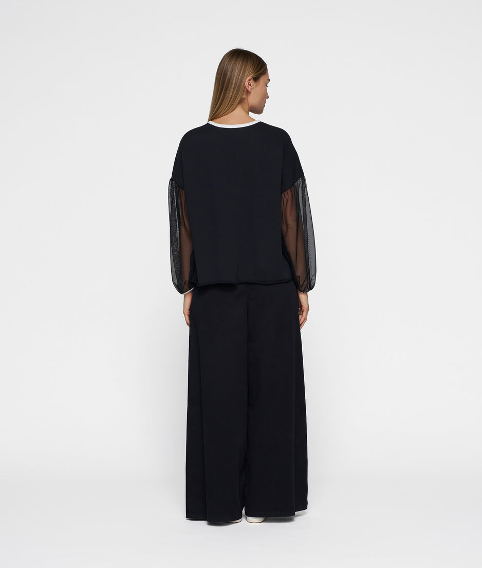 soft sweater tulle sleeves | black