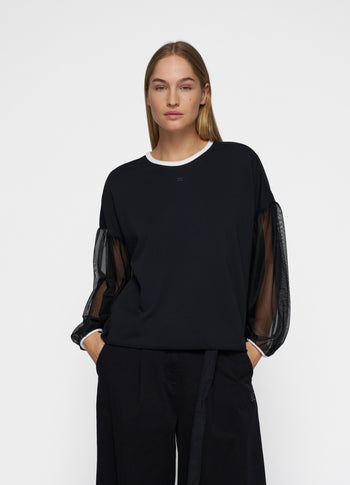 soft sweater tulle sleeves | black