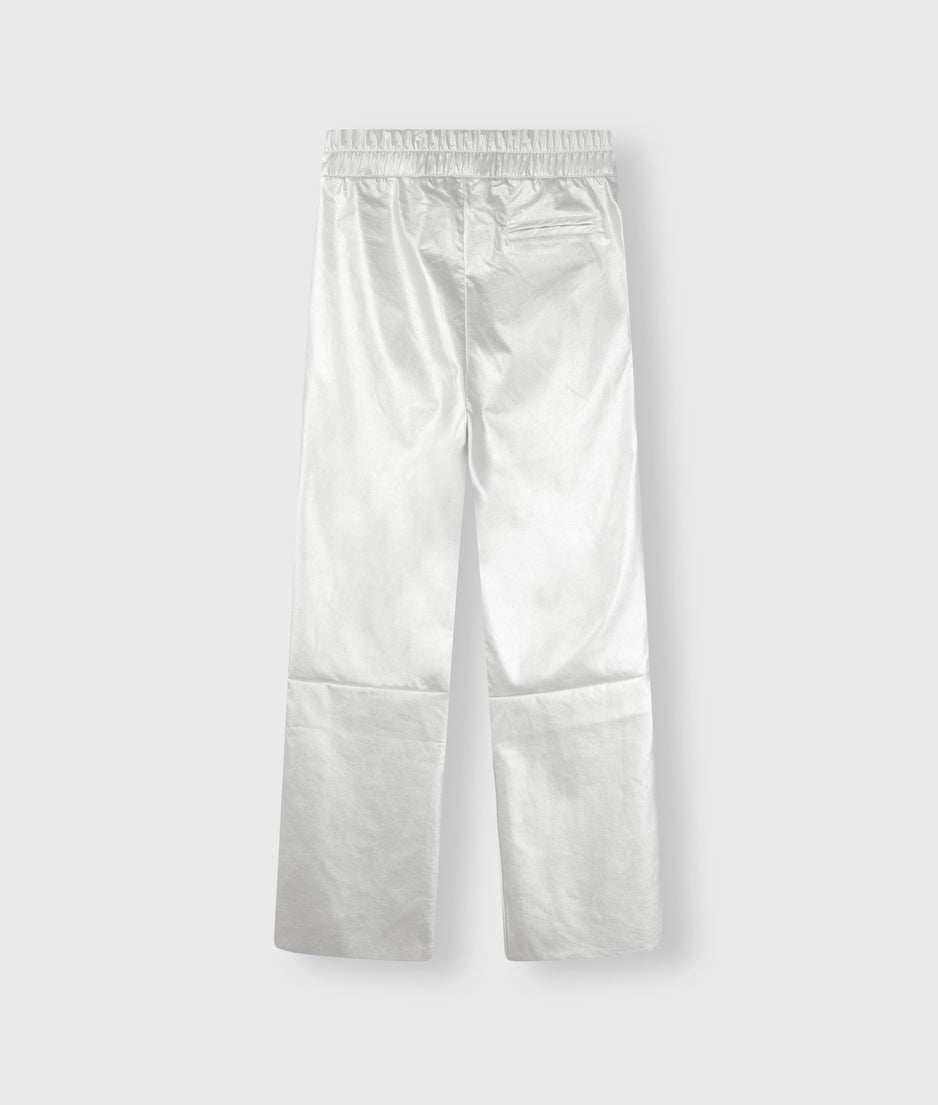 flared pants leatherlook | silver