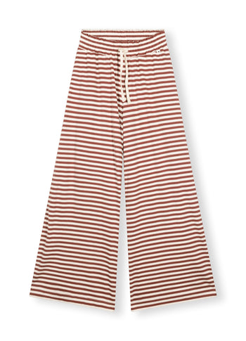 wide leg pants stripe | warm white/burgundy