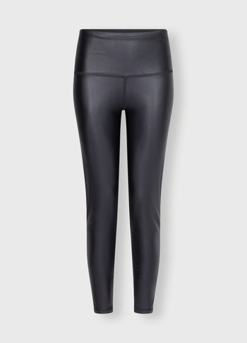 metallic yoga leggings | black