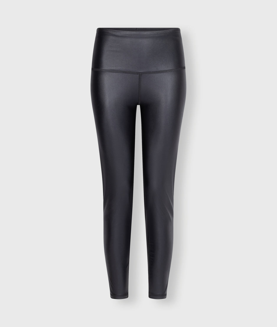 metallic yoga leggings | black