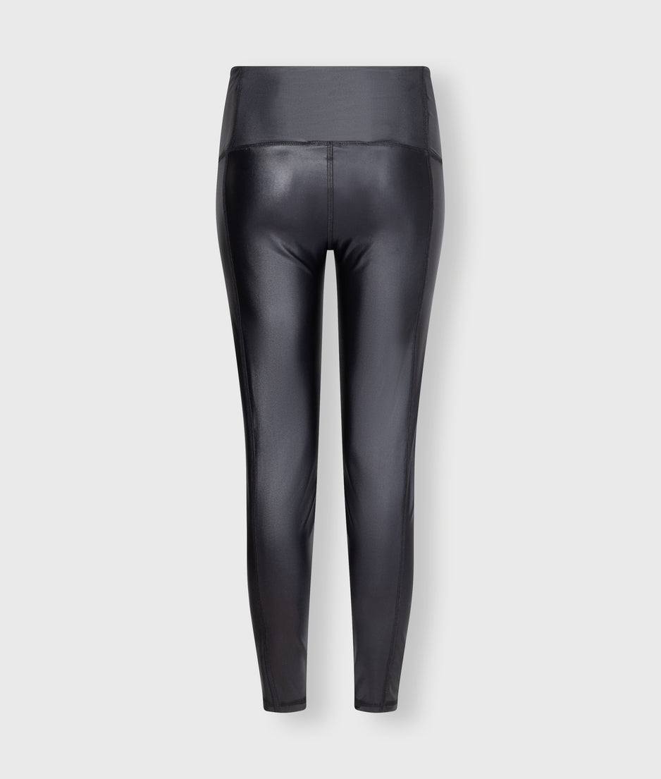 metallic yoga leggings | black