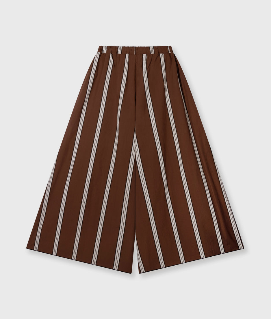 wide leg pants stripes | deep brown