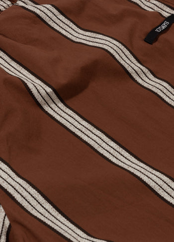 wide leg pants stripes | deep brown