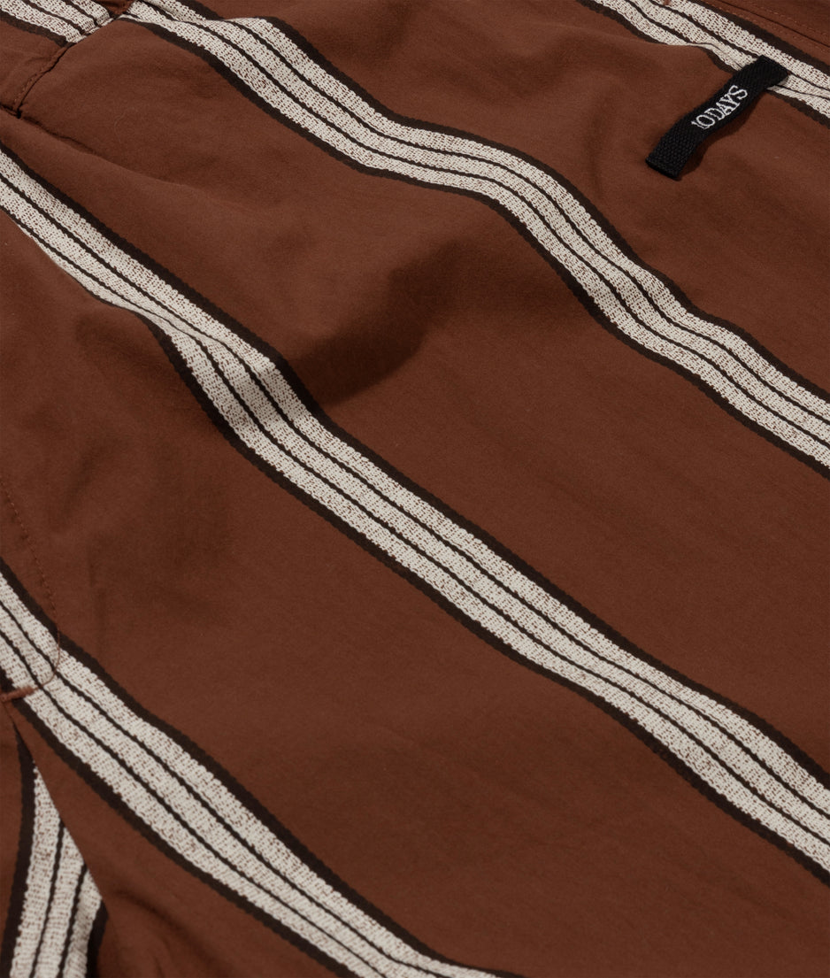 wide leg pants stripes | deep brown