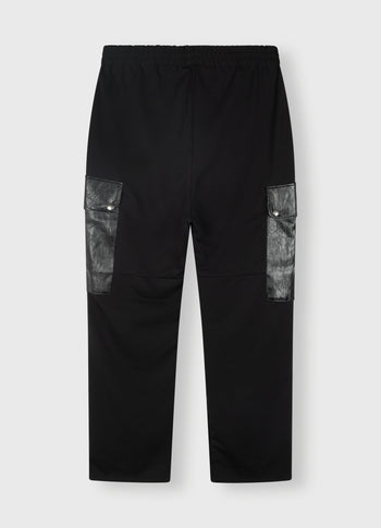 leather look cargo jogger | black