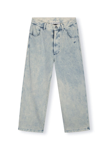 washed pants fleece | blue denim