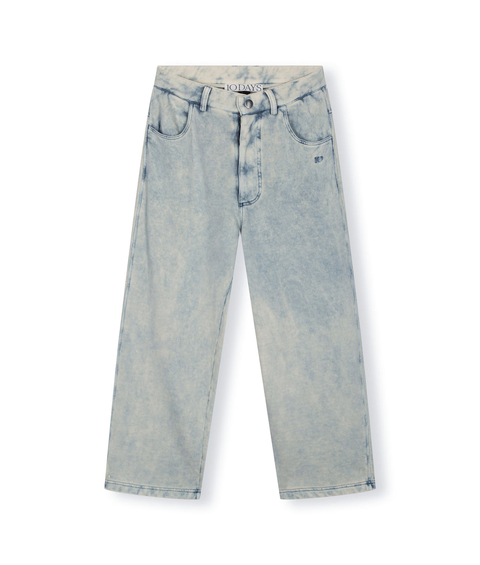 washed pants fleece | blue denim