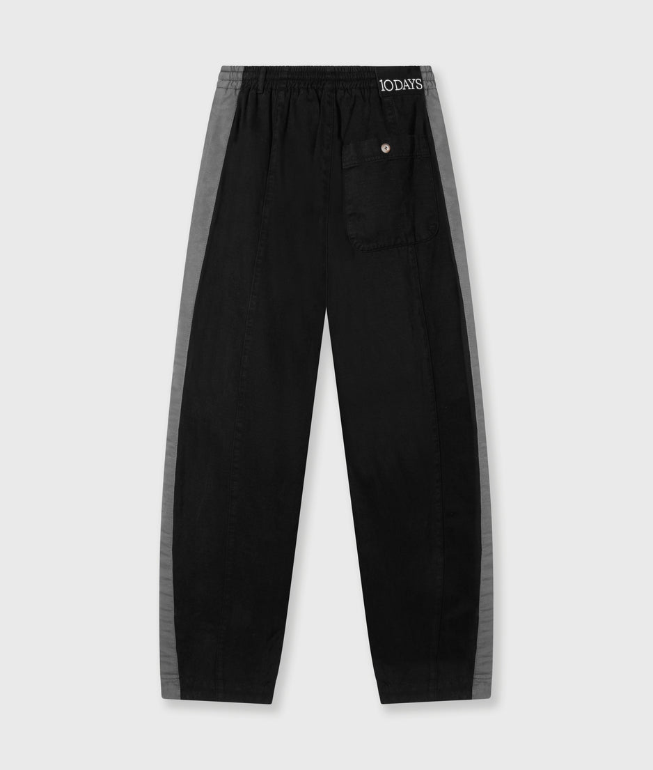 wide tapered pants twill | black