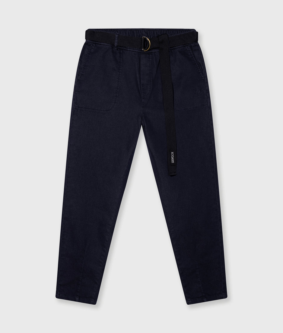 belted pants | dark navy