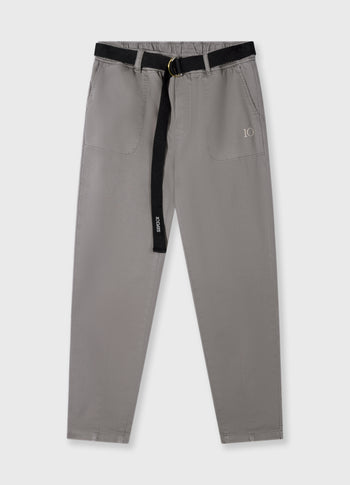 belted pants jog twill | light graphite