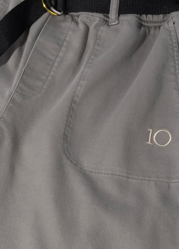 belted pants jog twill | light graphite