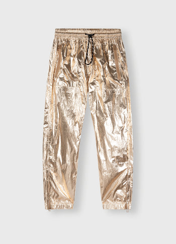 metallic pants | rose gold