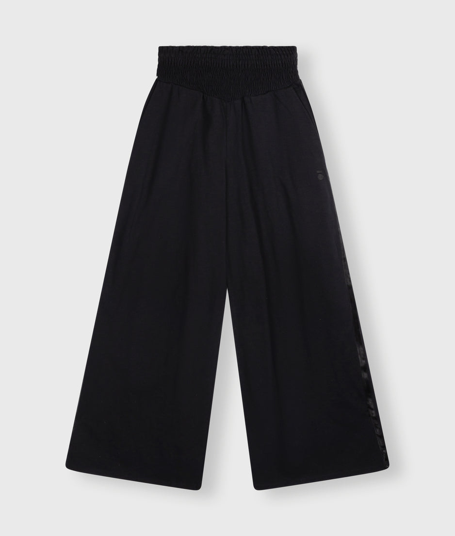 wide leg smock pants | black