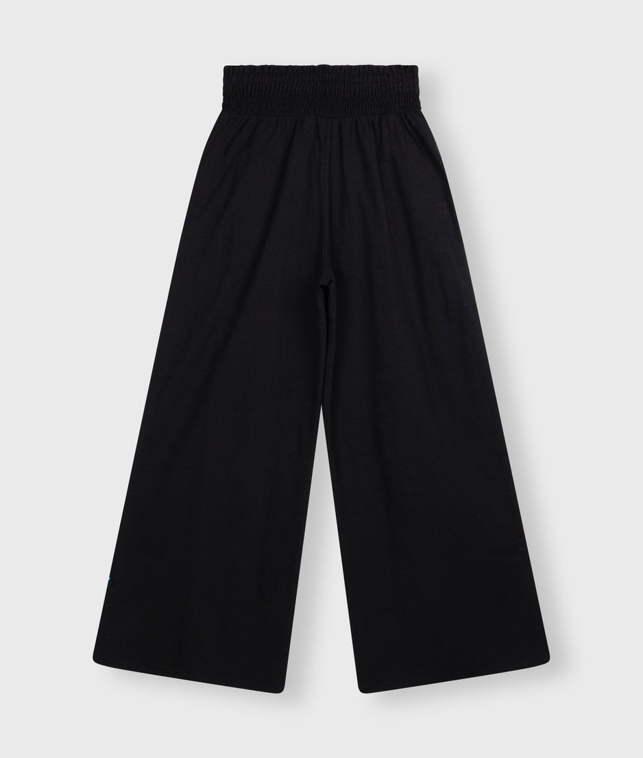 wide leg smock pants | black
